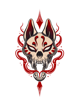 A logo of a fox skull