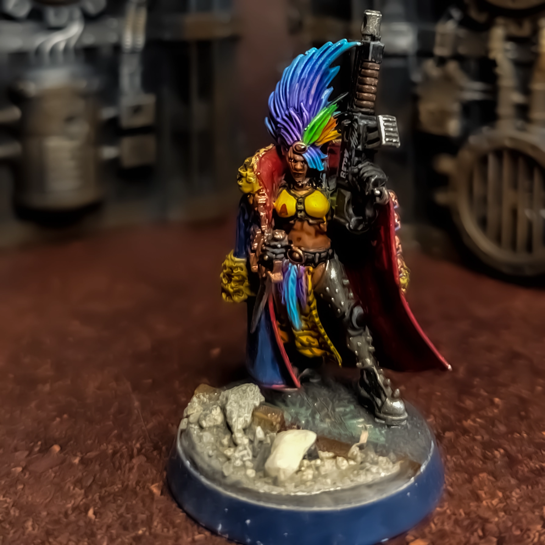 A conversion using bits from the Tempestus Scions, Escher and Genestealer Cults as well as Greenstuff.