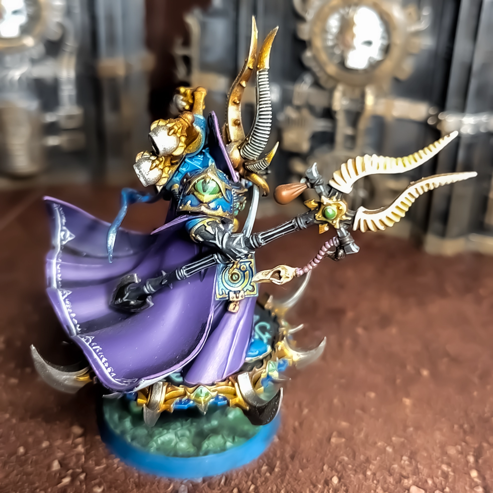 Ahriman's coat with white freehand on the purple cloak.