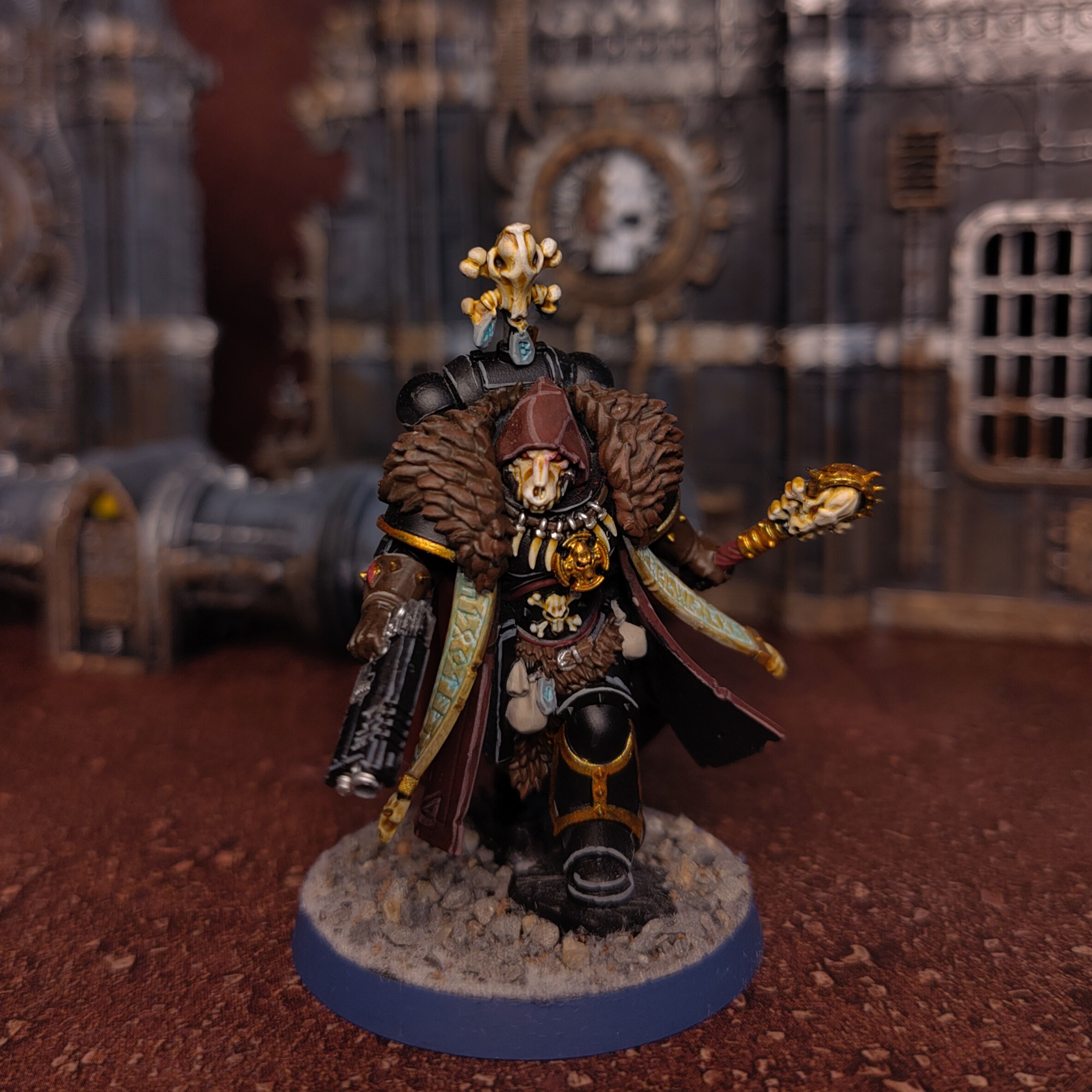 A Wolfpriest model with highlights, shading and base design.